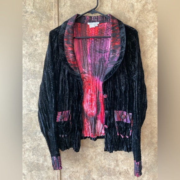 Alberto Makali Black Elegant Lace Goth Steampunk Classic Jacket Top XL Velvet - Picture 2 of 14